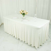 6 ft Wavy Rectangular Fitted Tablecloth Premium Spandex Table Cover