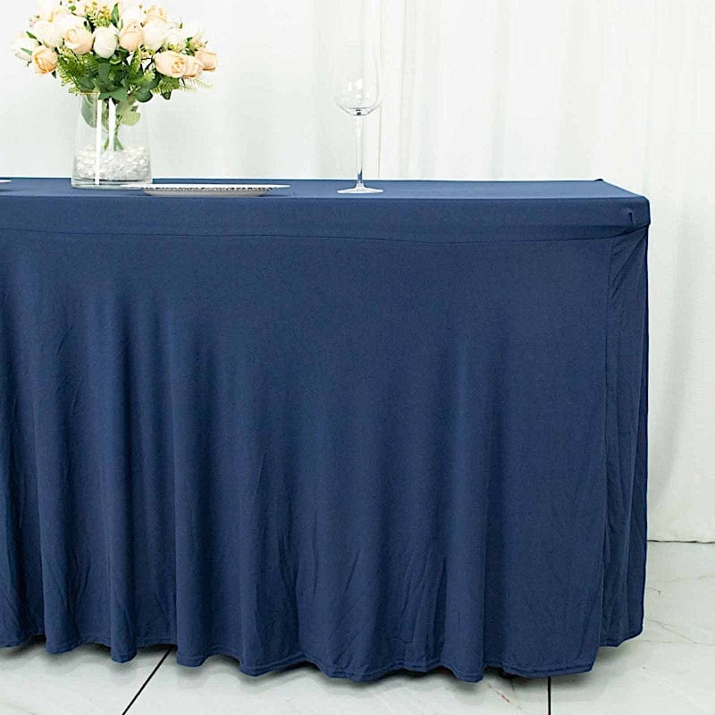 6 ft Wavy Rectangular Fitted Tablecloth Premium Spandex Table Cover