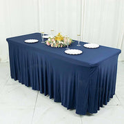 6 ft Wavy Rectangular Fitted Tablecloth Premium Spandex Table Cover