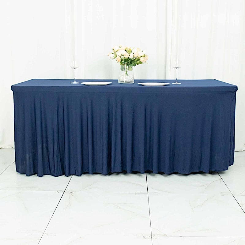 6 ft Wavy Rectangular Fitted Tablecloth Premium Spandex Table Cover