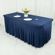 6 ft Wavy Rectangular Fitted Tablecloth Premium Spandex Table Cover