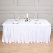 6 ft Wavy Rectangular Fitted Tablecloth Premium Spandex Table Cover