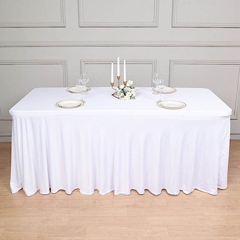 6 ft Wavy Rectangular Fitted Tablecloth Premium Spandex Table Cover