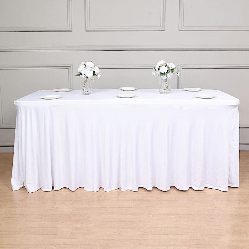 6 ft Wavy Rectangular Fitted Tablecloth Premium Spandex Table Cover