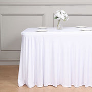6 ft Wavy Rectangular Fitted Tablecloth Premium Spandex Table Cover