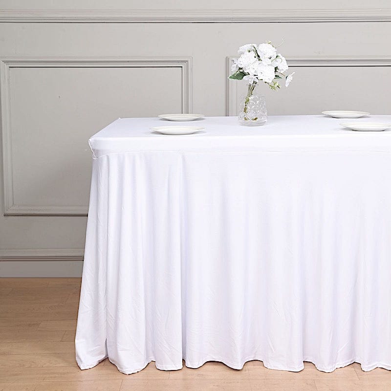 6 ft Wavy Rectangular Fitted Tablecloth Premium Spandex Table Cover