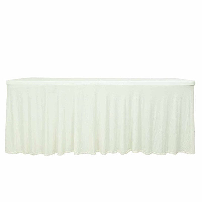 6 ft Wavy Rectangular Fitted Tablecloth Premium Spandex Table Cover TAB_REC_SPX6FT_FIT01_IVR