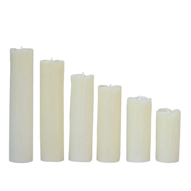 6 LED Candles Battery Operated Dripping Wax Design Pillar Lights - Warm White LED_CAND_PL06_SET_IVR