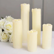 6 LED Candles Battery Operated Dripping Wax Design Pillar Lights - Warm White LED_CAND_PL06_SET_IVR