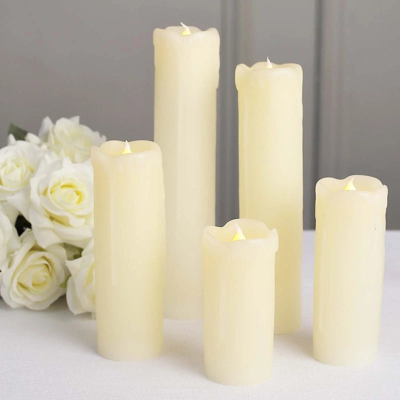 6 LED Candles Battery Operated Dripping Wax Design Pillar Lights - Warm White LED_CAND_PL06_SET_IVR