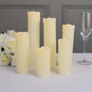 6 LED Candles Battery Operated Dripping Wax Design Pillar Lights - Warm White LED_CAND_PL06_SET_IVR