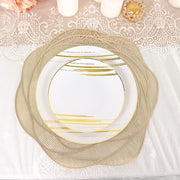 6 Metallic 15" Round Vinyl Rose Flower Placemats