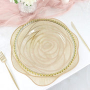 6 Metallic 15" Round Vinyl Rose Flower Placemats