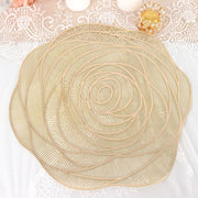 6 Metallic 15" Round Vinyl Rose Flower Placemats