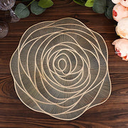 6 Metallic 15" Round Vinyl Rose Flower Placemats