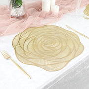 6 Metallic 15" Round Vinyl Rose Flower Placemats