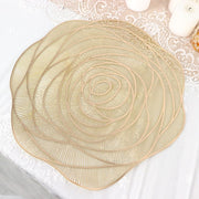 6 Metallic 15" Round Vinyl Rose Flower Placemats