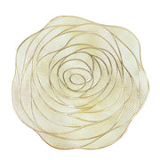 6 Metallic 15" Round Vinyl Rose Flower Placemats PLMAT_VIN20_GOLD