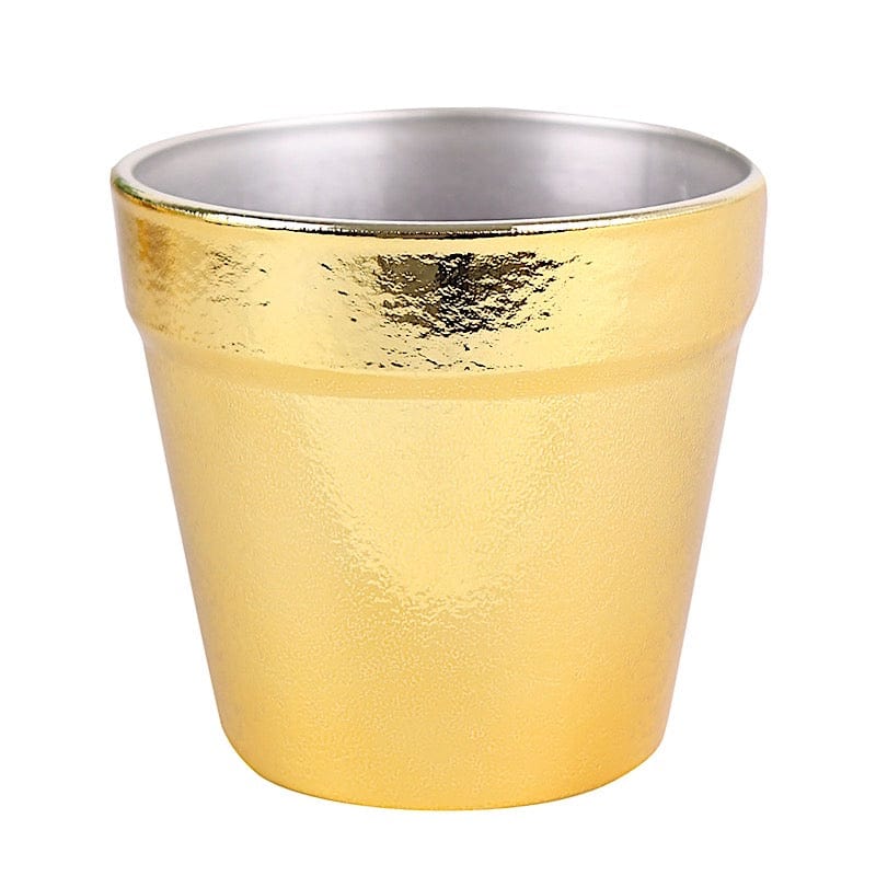 yellow plastic planter pots 6 Gold 3 in tall Metallic Round Plastic Flower Plant Pots