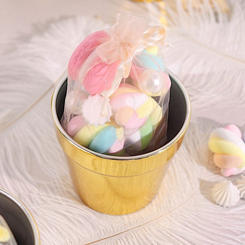 6 Metallic 3" Round Plastic Flower Plant Pots - Gold PLNT_PLST_005_S_GOLD