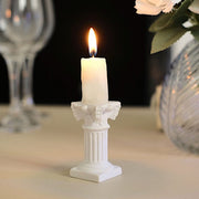 6 Mini 2.5" Roman Column Taper Candle Holders Wedding Decorations - White DECO_ROMA01_2_WHT