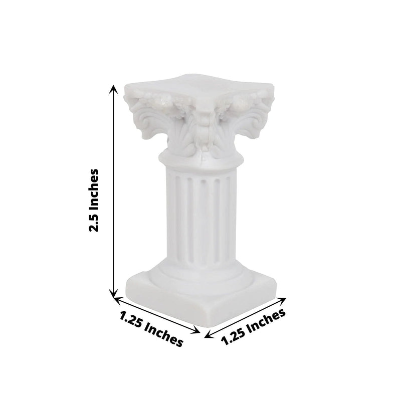6 Mini 2.5" Roman Column Taper Candle Holders Wedding Decorations - White DECO_ROMA01_2_WHT