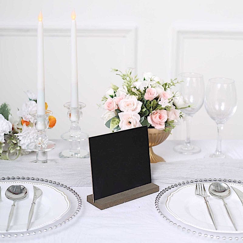 6 Mini 6" Wooden Table Chalkboards with Removable Stands - Black and Natural FAV_BOARD04_BLK_5X6