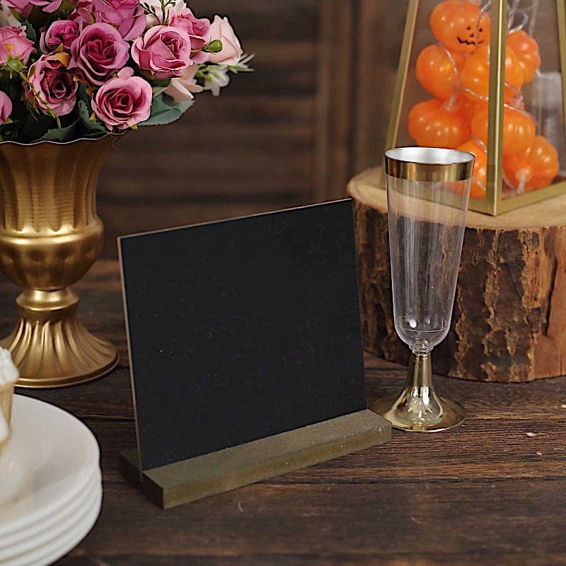 6 Mini 6" Wooden Table Chalkboards with Removable Stands - Black and Natural FAV_BOARD04_BLK_5X6