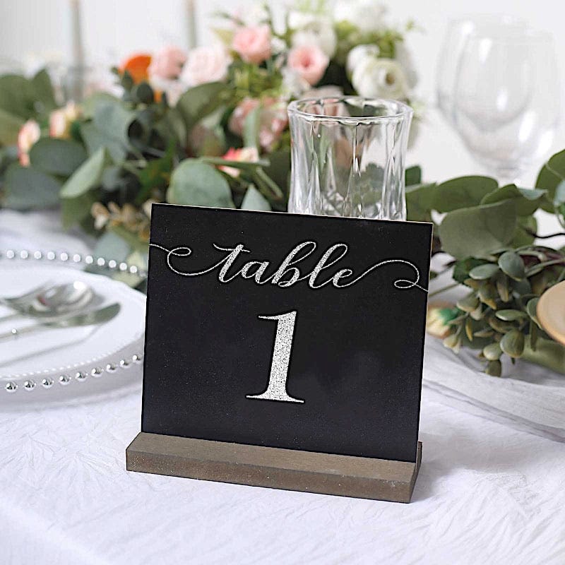 6 Mini 6" Wooden Table Chalkboards with Removable Stands - Black and Natural FAV_BOARD04_BLK_5X6