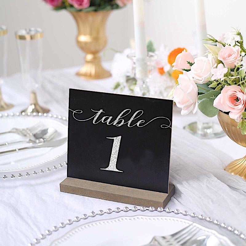 6 Mini 6" Wooden Table Chalkboards with Removable Stands - Black and Natural FAV_BOARD04_BLK_5X6