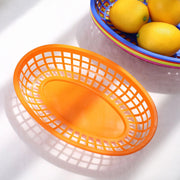 6 Oval Plastic Food Baskets with 50 Wax Paper Liners - Assorted DSP_TR0005_SET_ASST