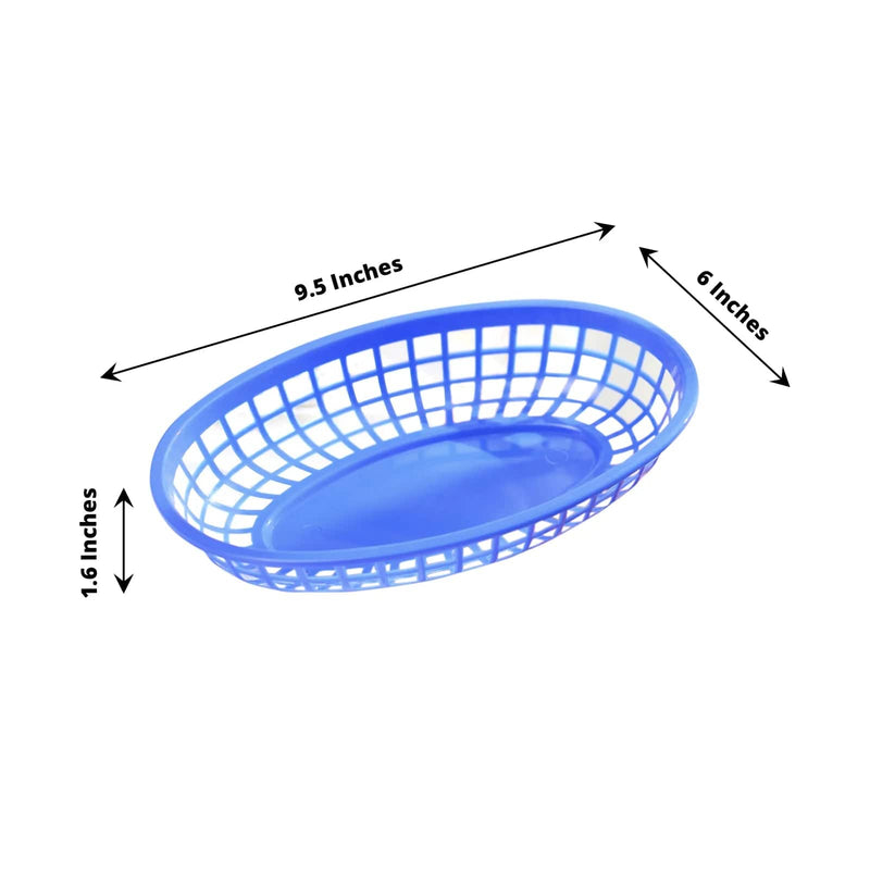 6 Oval Plastic Food Baskets with 50 Wax Paper Liners - Assorted DSP_TR0005_SET_ASST