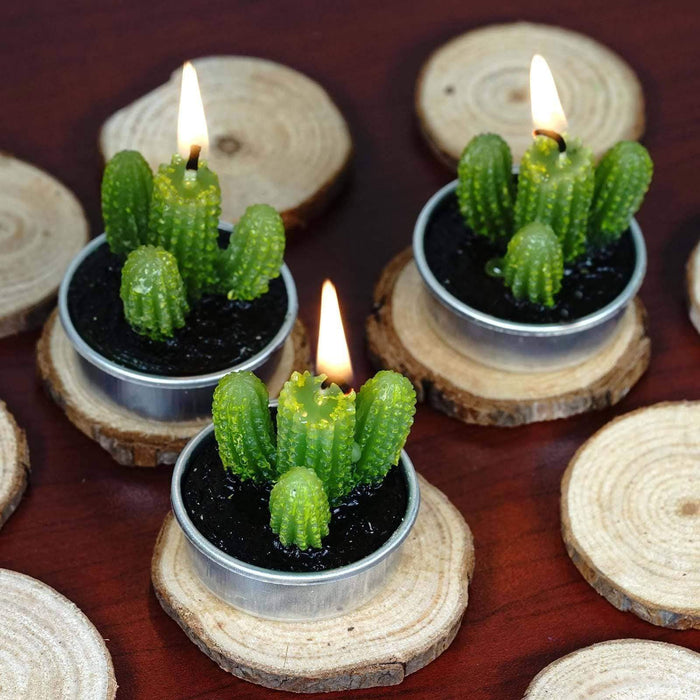 6 pcs 1.5" tall Tealight Mini Cactus Candles - Green FAV_C02_GRN