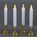 6 pcs 10" tall LED Taper Candles Lights with Candle Holders - White and Gold LED_CAND_TP02_WHT