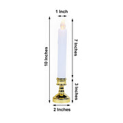 6 pcs 10" tall LED Taper Candles Lights with Candle Holders - White and Gold LED_CAND_TP02_WHT