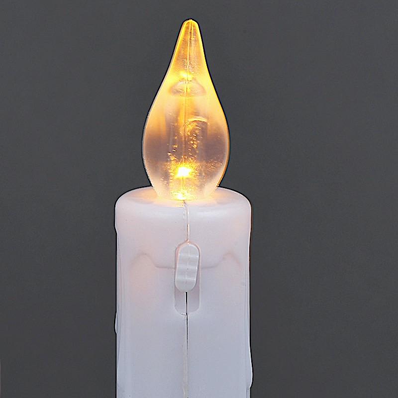 6 pcs 10" tall LED Taper Candles Lights with Candle Holders - White and Gold LED_CAND_TP02_WHT