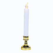 6 pcs 10" tall LED Taper Candles Lights with Candle Holders - White and Gold LED_CAND_TP02_WHT