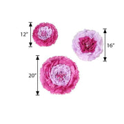6 pcs 12" 16" 20" wide Large Carnations Tissue Paper Flowers