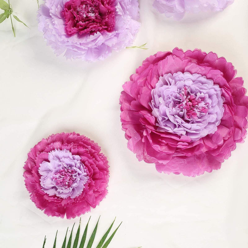 6 pcs 12" 16" 20" wide Large Carnations Tissue Paper Flowers