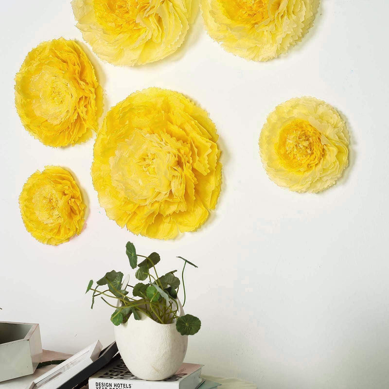 6 pcs 12" 16" 20" wide Large Carnations Tissue Paper Flowers