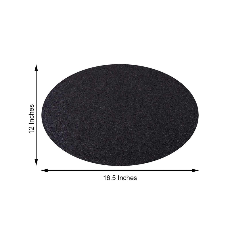 6 pcs 12" Oval Glittered Faux Leather Placemats