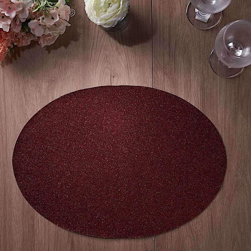 6 pcs 12" Oval Glittered Faux Leather Placemats