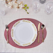 6 pcs 12" Oval Glittered Faux Leather Placemats