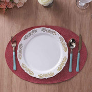6 pcs 12" Oval Glittered Faux Leather Placemats