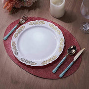 6 pcs 12" Oval Glittered Faux Leather Placemats