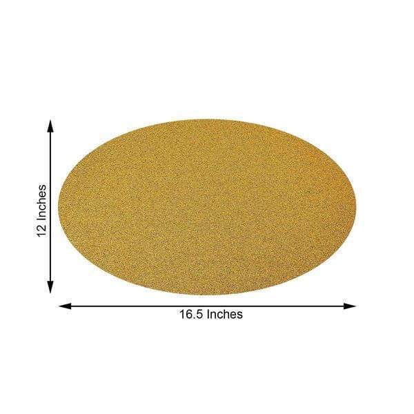 6 pcs 12" Oval Glittered Faux Leather Placemats