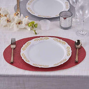 6 pcs 12" Oval Glittered Faux Leather Placemats