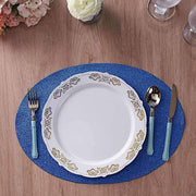 6 pcs 12" Oval Glittered Faux Leather Placemats