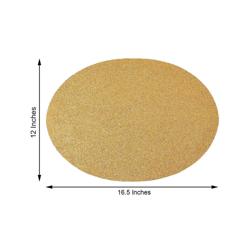6 pcs 12" Oval Glittered Faux Leather Placemats