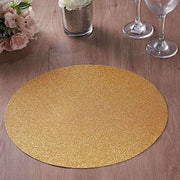 6 pcs 12" Oval Glittered Faux Leather Placemats